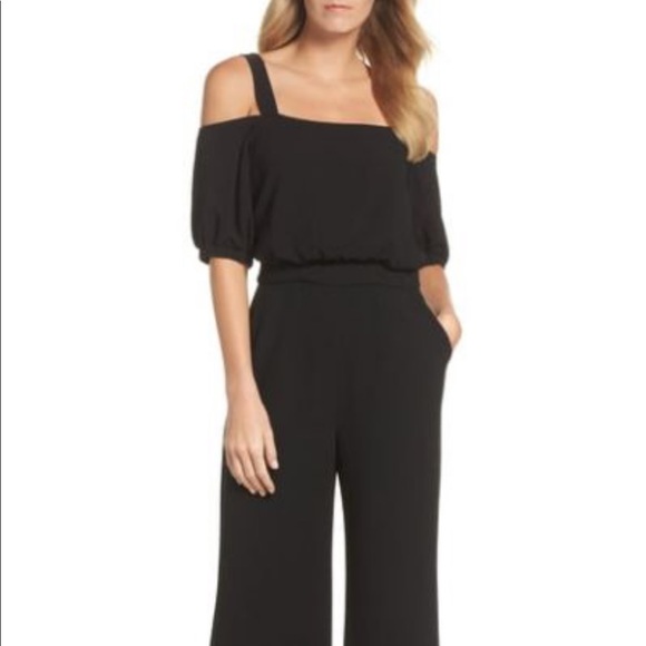 strappy cold shoulder jumpsuit